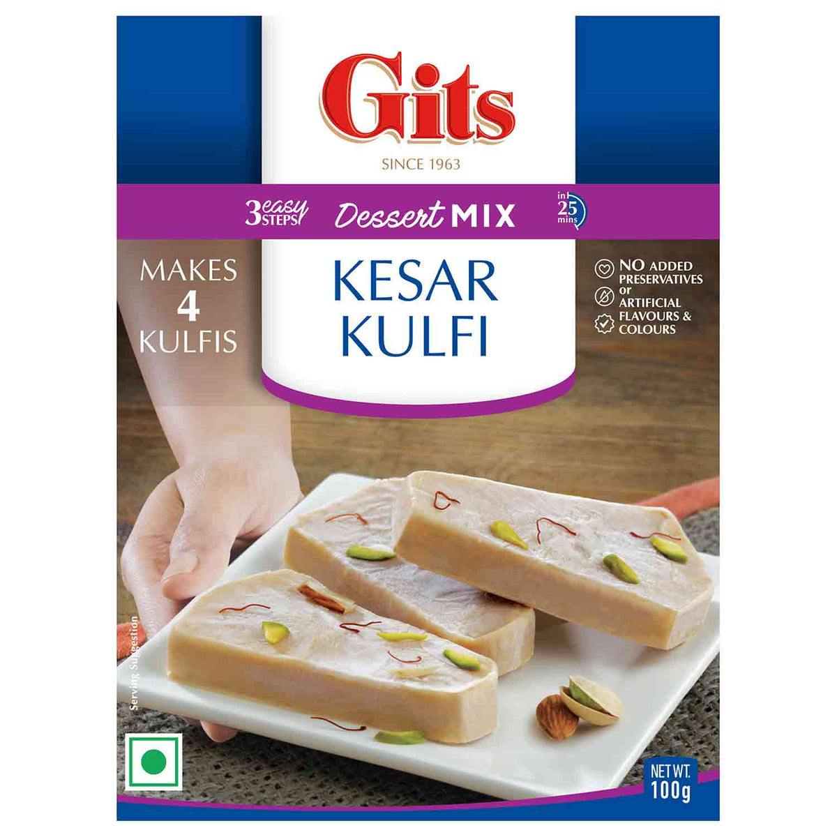 Gits Kesar Kulfi - (ready to cook indian ice cream dry mix) - 100g_1