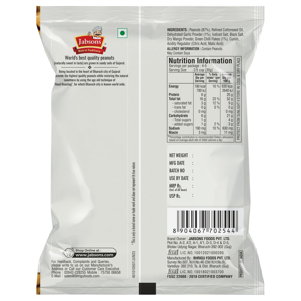 Jabsons Roasted Peanuts Chilly Garlic - 140g_2