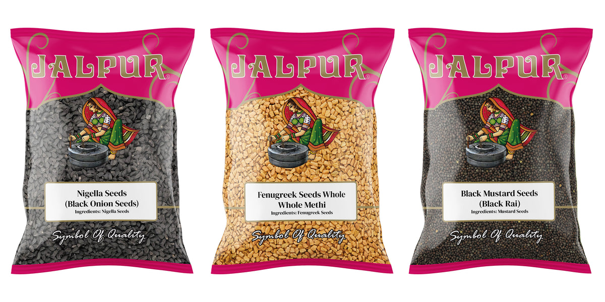 Jalpur Millers Spice Combo Pack - Black Onion Seeds 100g - Fengureek Seeds 100g - Black Mustard Seeds - 500g (3 Pack)