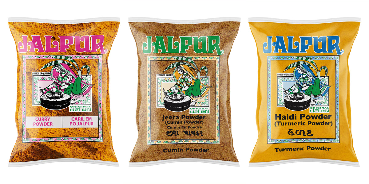 Jalpur Millers Spice Combo Pack - Curry Powder 500g - Cumin Powder 200g - Turmeric Powder 200g (3 Pack)