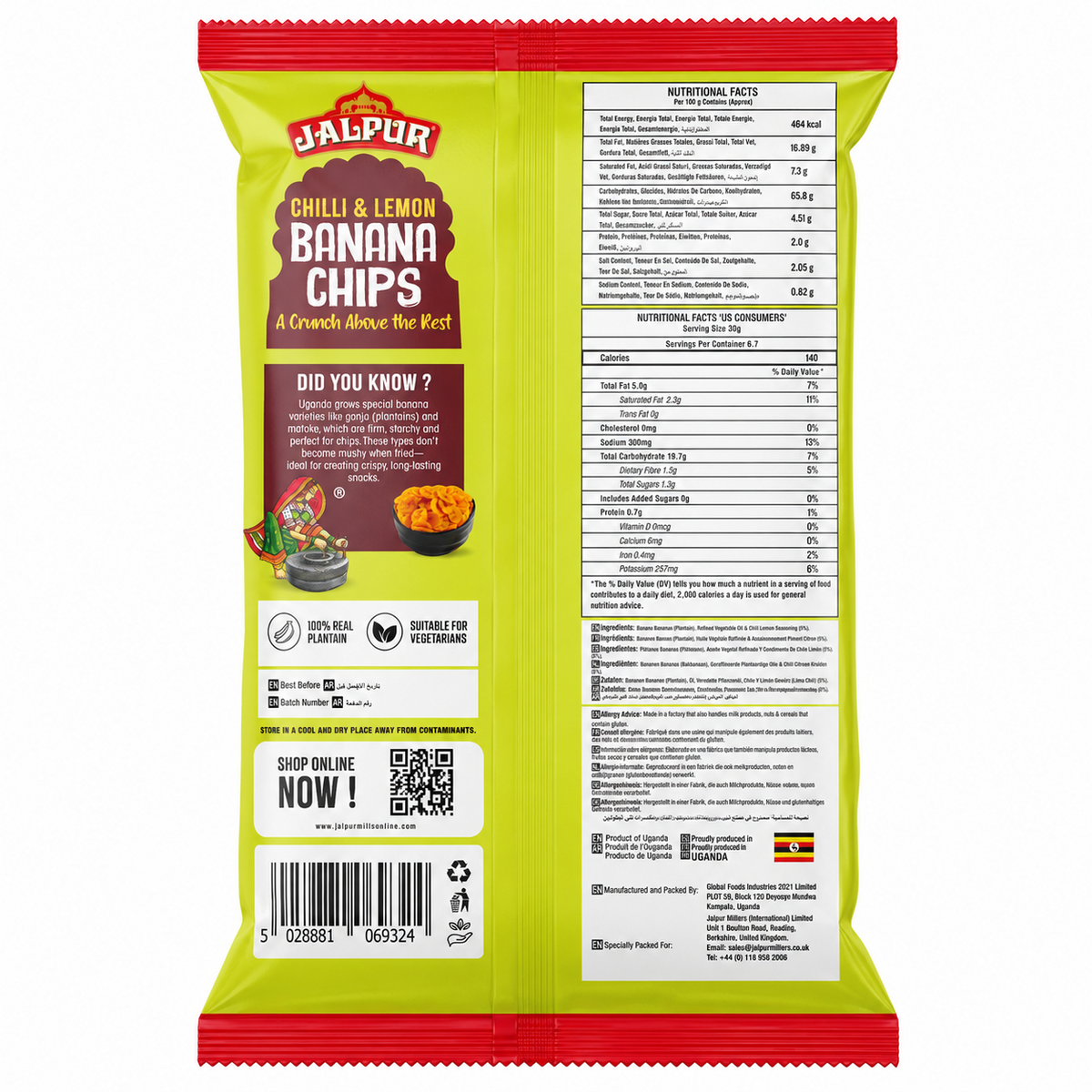 Jalpur Chilli & Lemon Banana (Plantain) Chips - 2