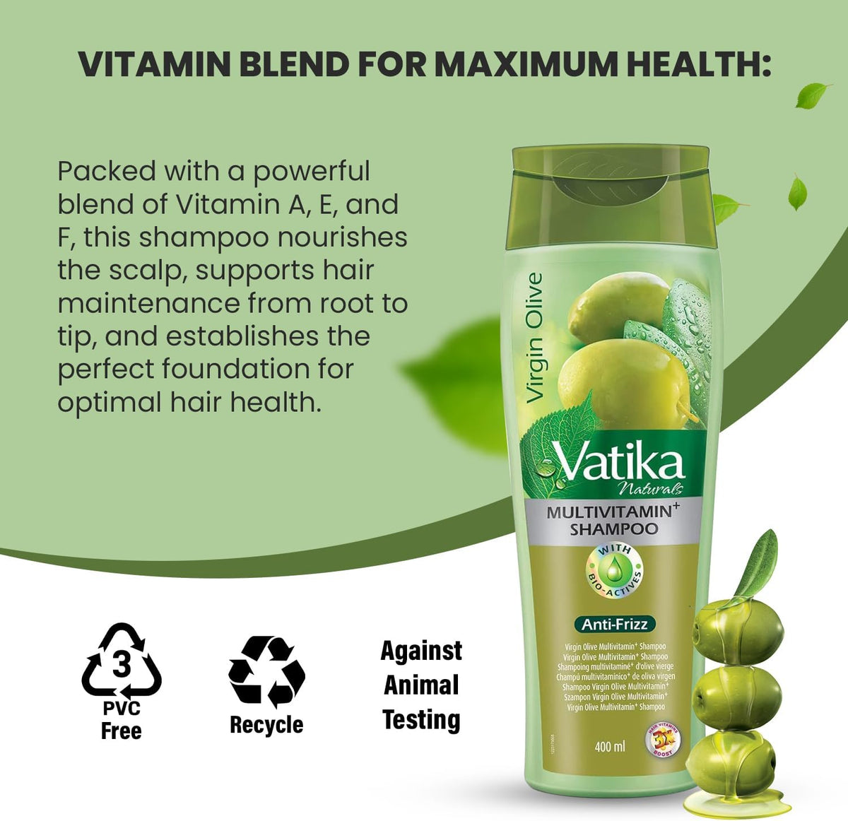 Vatika Multivitamin Shampoo Anti-Frizz Virgin Olive - 400ml_3