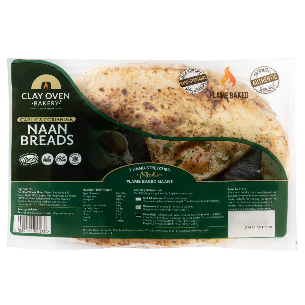 Clay Oven Bakery - Garlic & Coriander Naan Breads - 3 pack_1