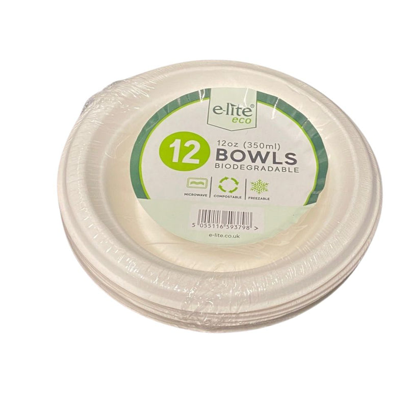 E-Lite 12oz (350ml) Bagasse Bowls - 12 Pack_1