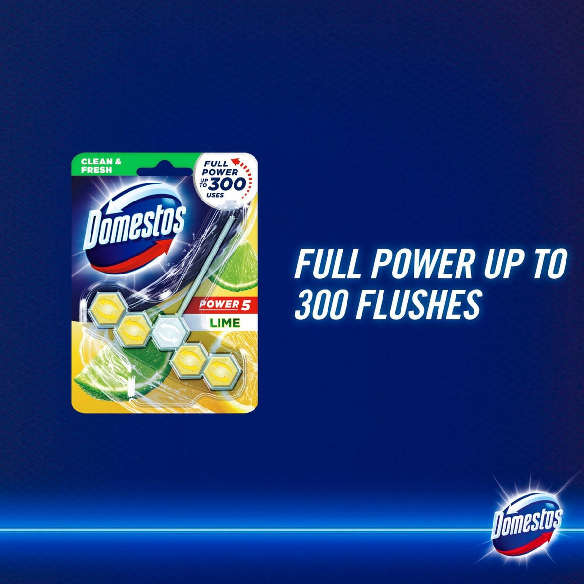 Domestos Power 5 Toilet Rim Block Lime - 55g_4