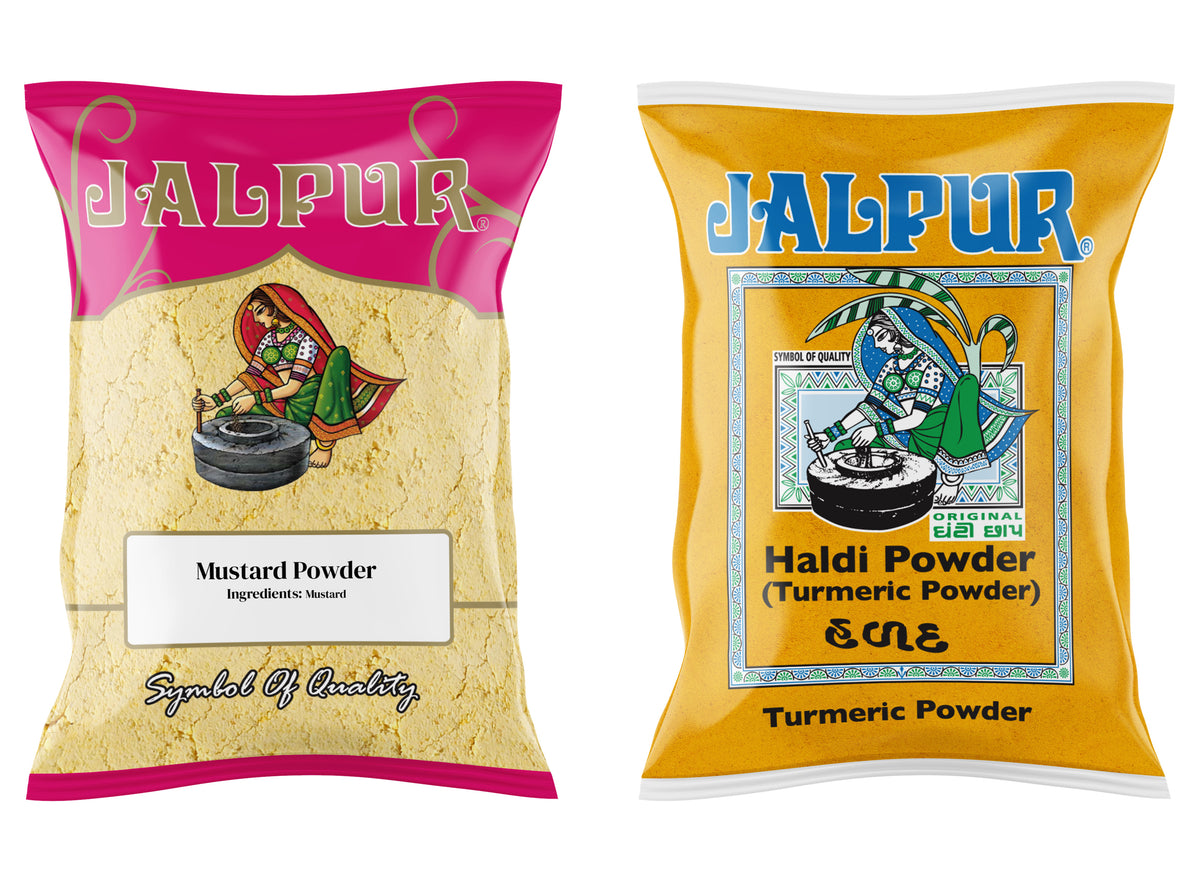 Jalpur Millers Spice Combo Pack - Mustard Powder 100g - Turmeric Powder 100g (2 Pack)