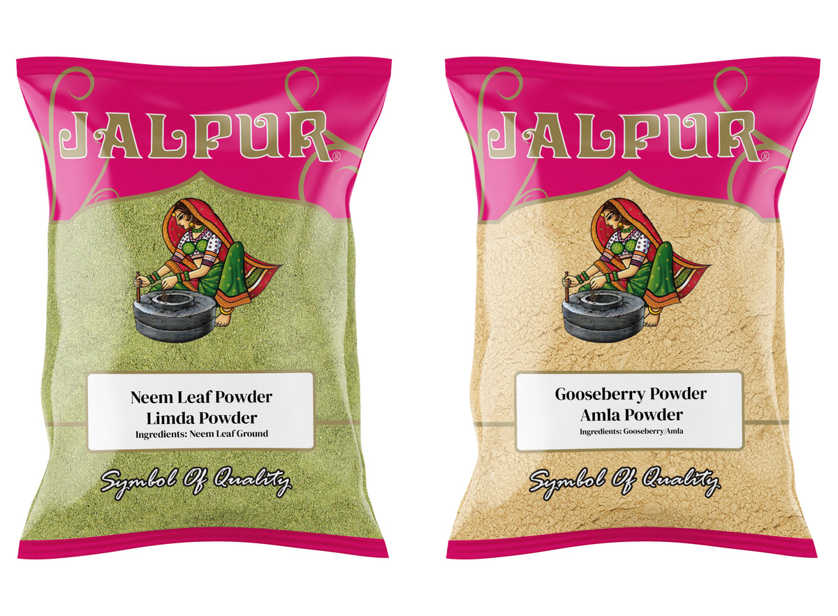 Jalpur Millers Spice Combo Pack - Neem Leaf Powder 100g - Amla Powder 100g (dry hog plum powder) (2 Pack)