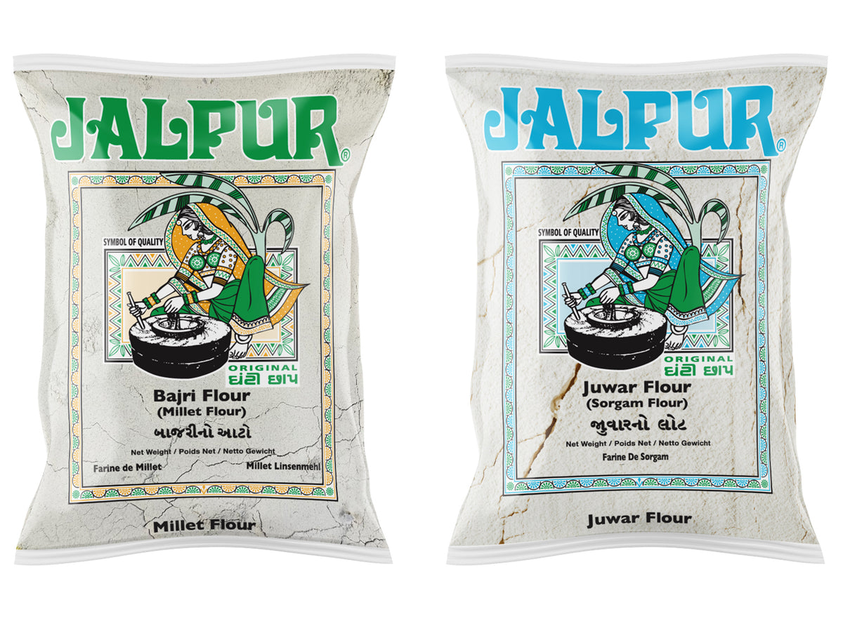 Jalpur Millers Flour Combo Pack - Jalpur Millet Flour 1kg - Jalpur Sorghum Flour 1kg (2 Pack)