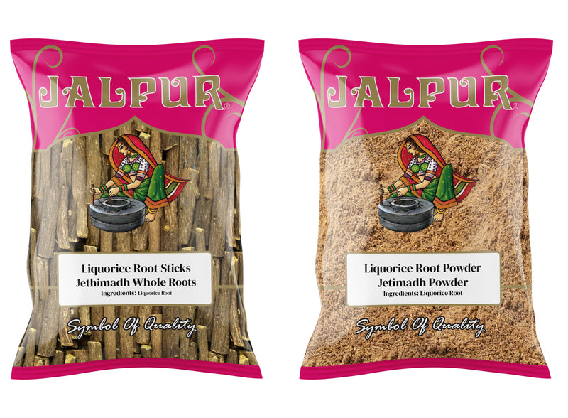 Jalpur Millers Spice Combo Pack - Liquorice Root Sticks 100g - Liquorice Root Powder 100g (2 Pack)