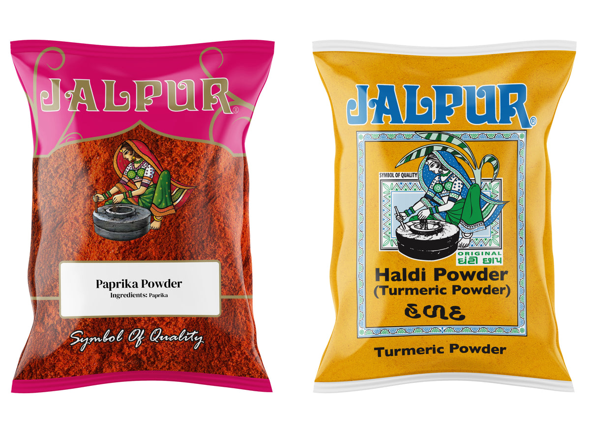 Jalpur Millers Spice Combo Pack - Paprika Powder 100g - Turmeric Powder 100g (2 Pack)