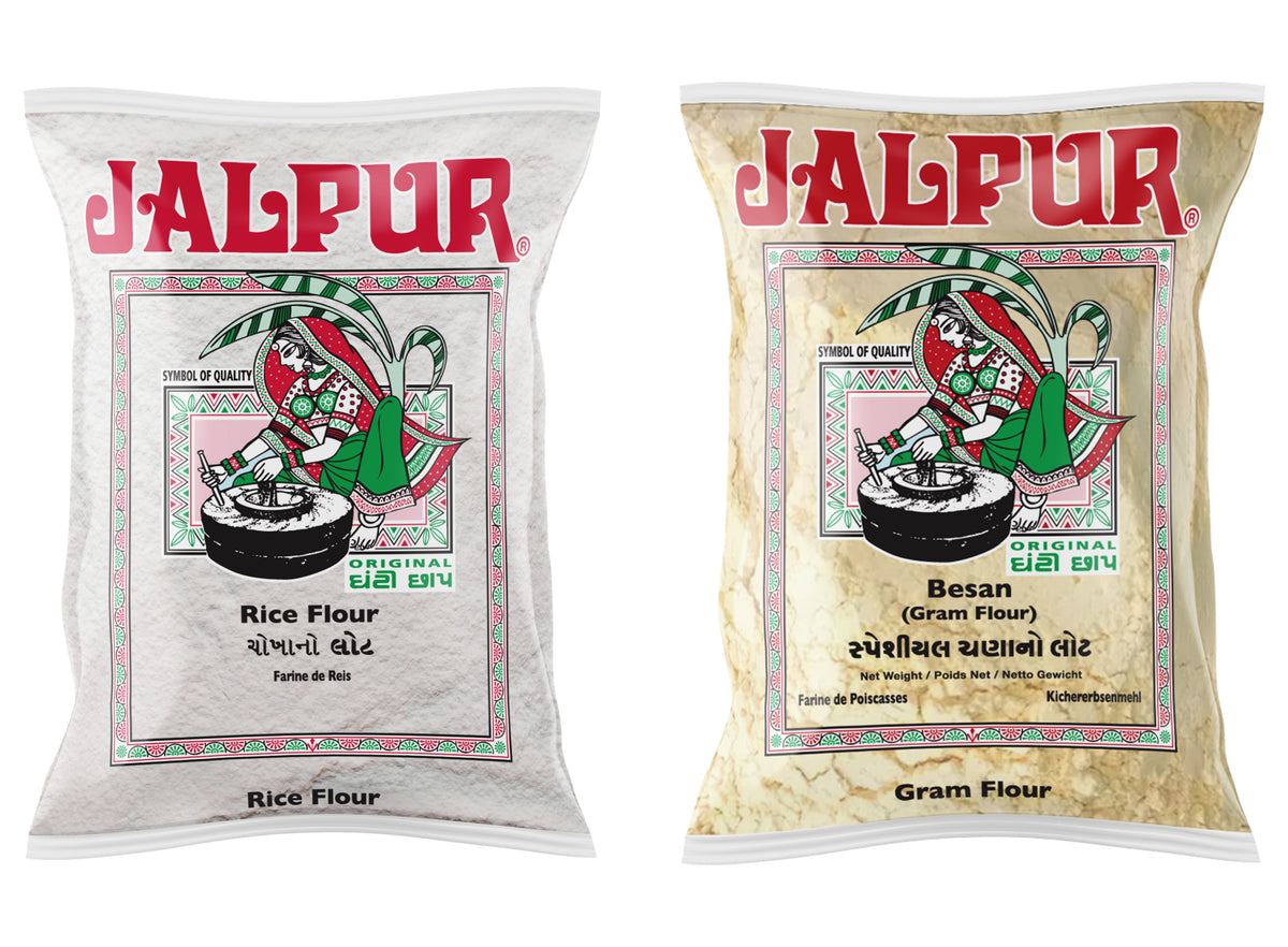 Jalpur Millers Flours Combo Pack - Jalpur Rice Flour 500g - Jalpur Stone Ground Gram Flour 1kg (2 Pack)