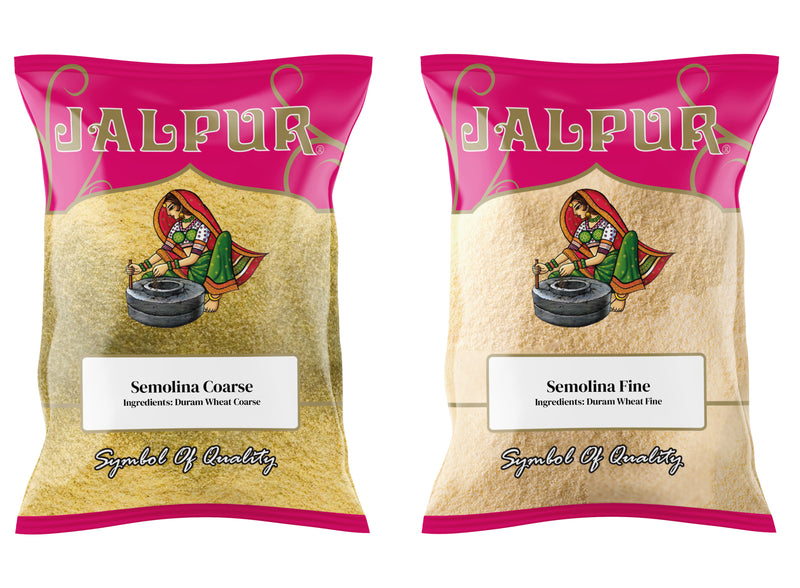 Jalpur Millers Semolina Combo Pack - Semolina Yellow Coarse 300g - Semolina White Fine 500g (2 Pack)