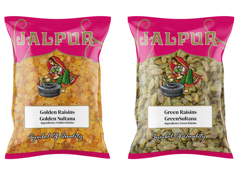 Jalpur Millers Dry Fruit Pack - Golden Sultana 150g - Green Raisins 150g (2 Pack)