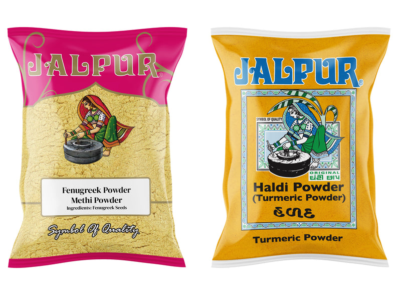 Jalpur Millers Spice Combo Pack - Fenugreek Powder 100g - Turmeric Powder 100g (2 Pack)