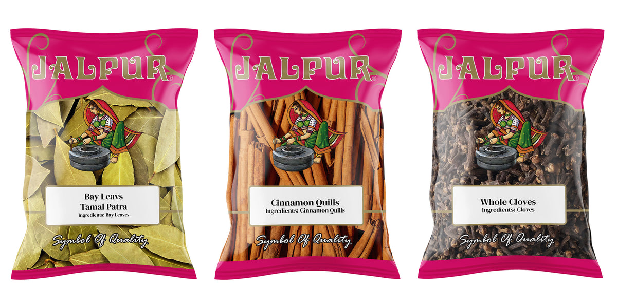 Jalpur Millers Spice Combo Pack - Dry Bay Leaves 100g - Cinnamon Quills - 100g - Cloves 100g (3 Pack)