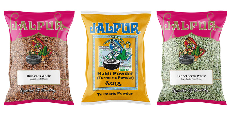 Jalpur Millers Spice Combo Pack - Dill Seeds 100g - Tumeric Powder 100g - Fennel Seeds 100g (3 Pack)