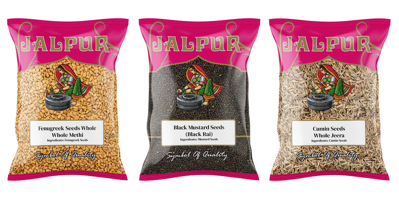 Jalpur Millers Spice Combo Pack - Fenugreek Seeds 100g - Black Mustard Seeds 100g - Cumin Seeds 100g (3 Pack)