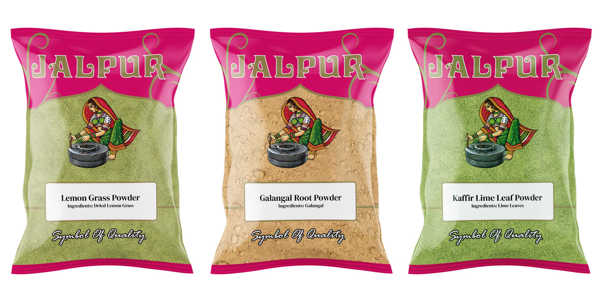 Jalpur Millers Spice Combo Pack - Lemon Grass Powder 100g - Galangal Powder 100g - Kaffir Lime Leaves Powder 100g (3 Pack)