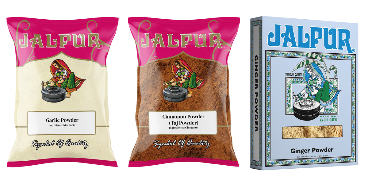 Jalpur Millers Spice Combo Pack - Garlic Powder 100g - Cinnamon Powder 100g - Ginger Powder 100g (3 Pack)