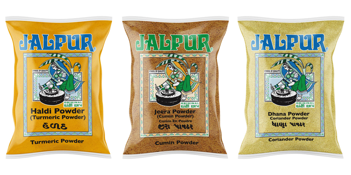 Jalpur Millers Spice Combo Pack - Turmeric Powder 100g - Cumin Powder 100g - Coriander Powder 100g (3 Pack)
