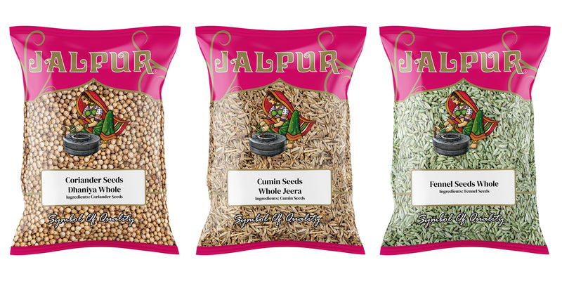 Jalpur Millers Spice Combo Pack - Coriander Seeds 500g - Cumin Seeds 500g - Fennel Seeds 500g (3 Pack)