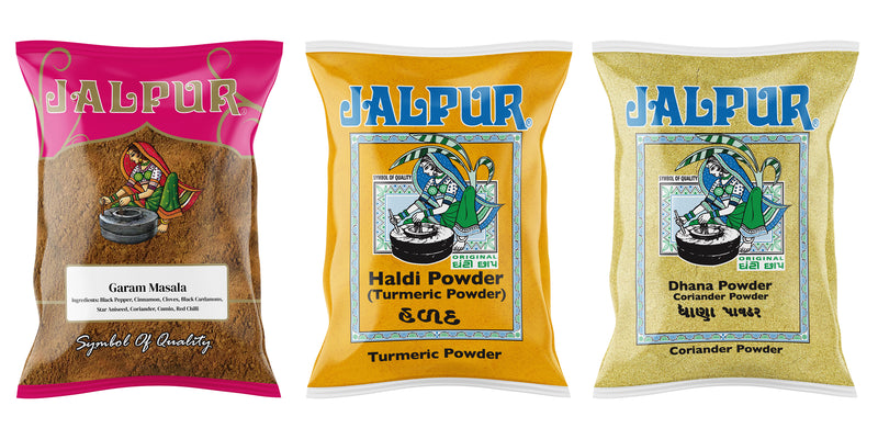 Jalpur Millers Spice Combo Pack - Garam Masala Powder 100g - Turmeric Powder 100g - Coriander Powder 100g (3 Pack)