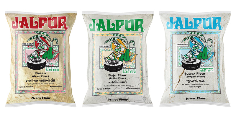 Jalpur Millers Flour Combo Pack - Jalpur Gram Flour 1kg - Jalpur Millet Flour 1kg - Jalpur Sorgham Flour 1kg (3 Pack)