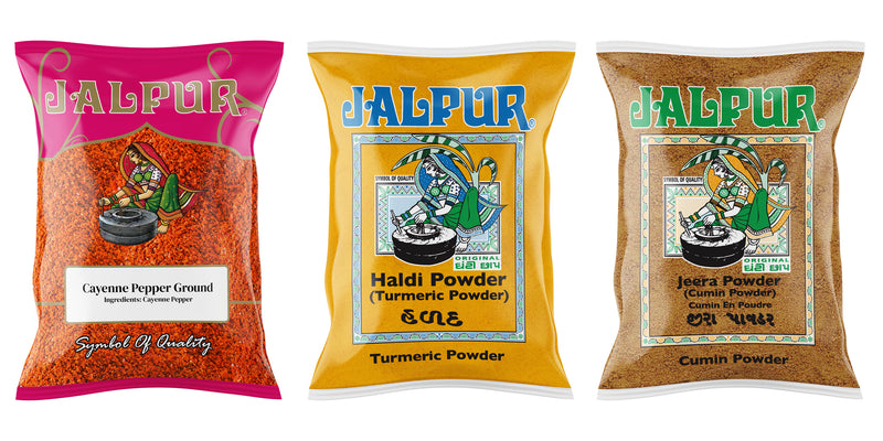 Jalpur Millers Spice Combo Pack - Cayenne Pepper Powder 100g - Turmeric Powder 100g - Cumin Powder 100g (3 Pack)