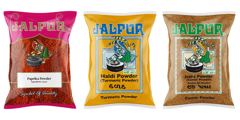 Jalpur Millers Spice Combo Pack - Paprika Powder 100g - Turmeric Powder 100g - Cumin Powder 100g (3 Pack)