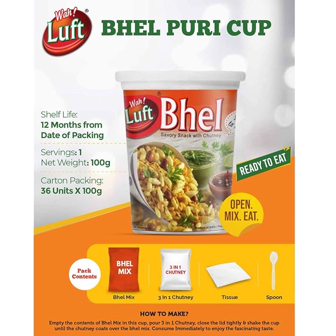 Wah Luft Instant and Delicious Bhel Puri Cup - 100g _2