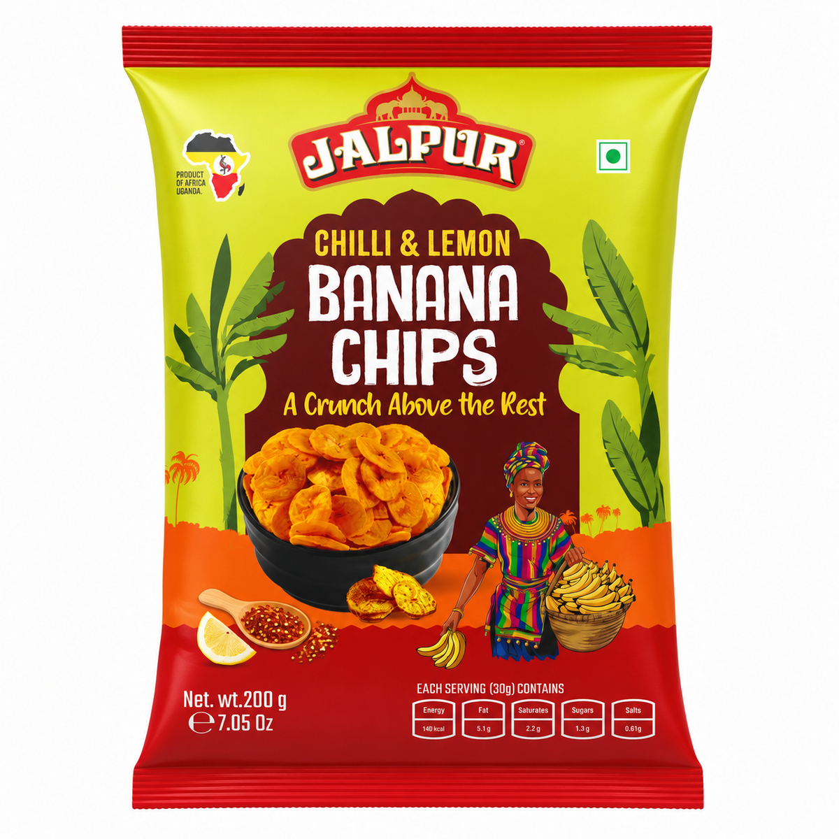 Jalpur Chilli & Lemon Banana (Plantain) Chips - 1