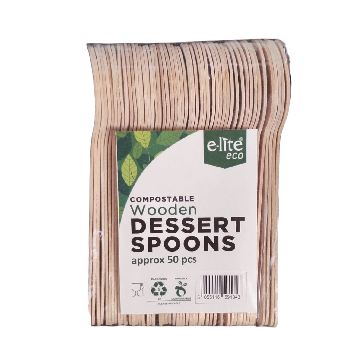 E-Lite Wooden Dessert Spoons - 50 Pieces_1