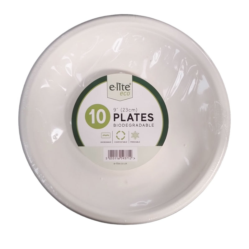 E-Lite 9'' Inch (23cm) Round Bagasse Plates - 10 Pack_1