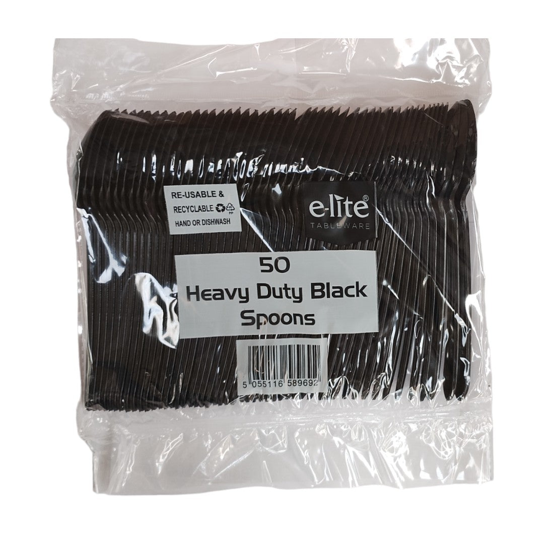 E-Lite Heavy Duty Black Spoon 50 Pieces _1