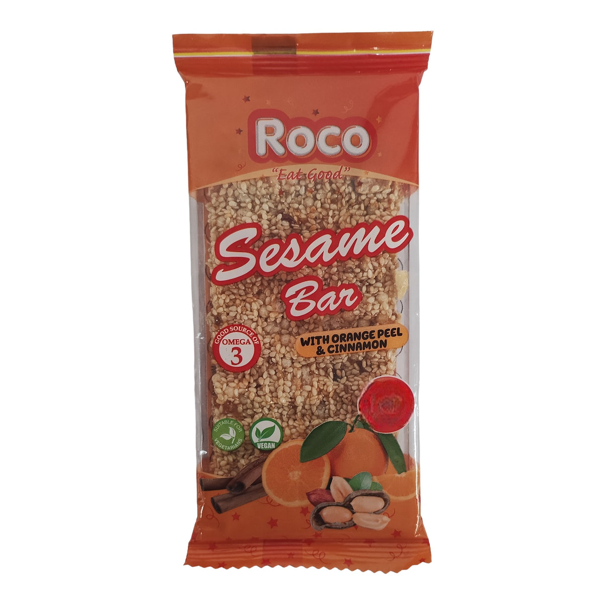 Roco Sesame Bar With Organge Peel & Cinnamon - 50g