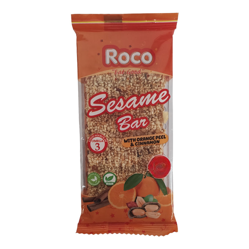 Roco Sesame Bar With Organge Peel & Cinnamon - 50g