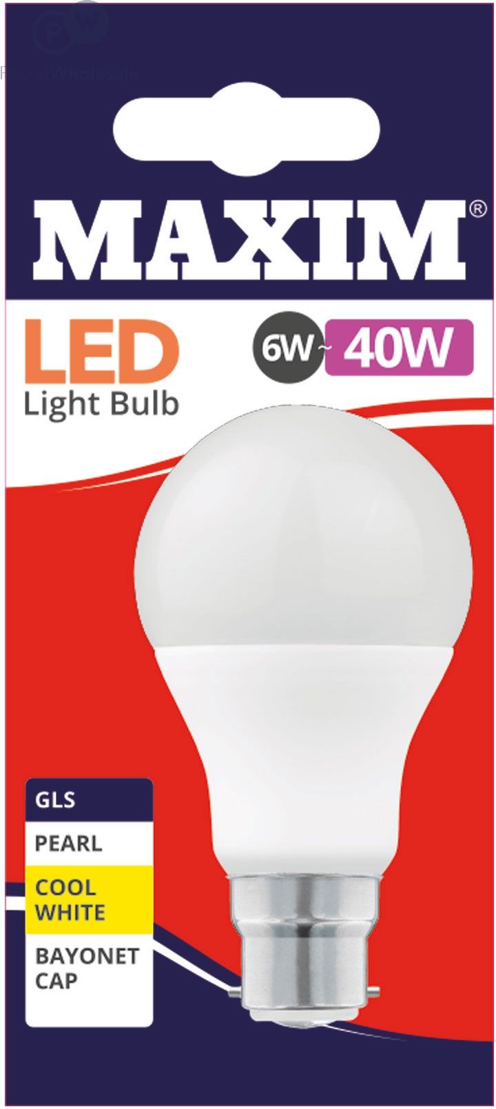Maxim LED Bayonet Low Energy Light Bulb 6w/40w Pearl Cool White - GLS_1