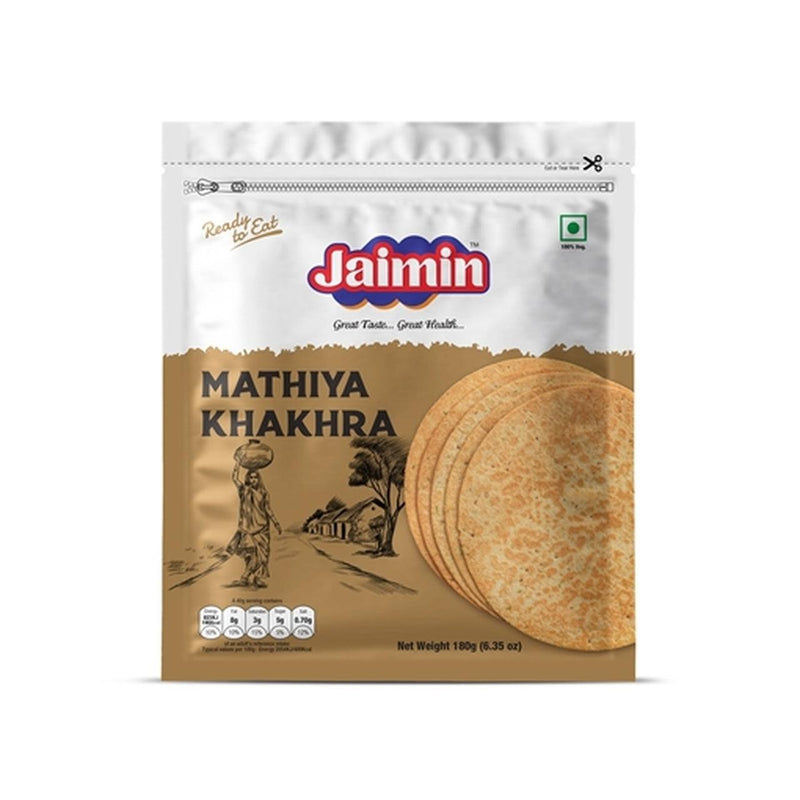 Jaimin Mathia Khakhra - (mooth bean flavoured wheat snack) - 180g - Jalpur Millers Online