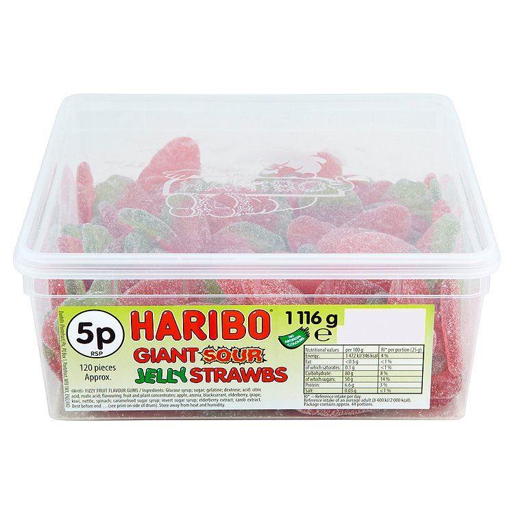 Haribo Giant Sour Jelly Strawbs - 1116g - Approx 120 Pieces - Jalpur Millers Online