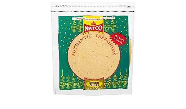 Natco Green Chilli Pappadums - 200g - Jalpur Millers Online