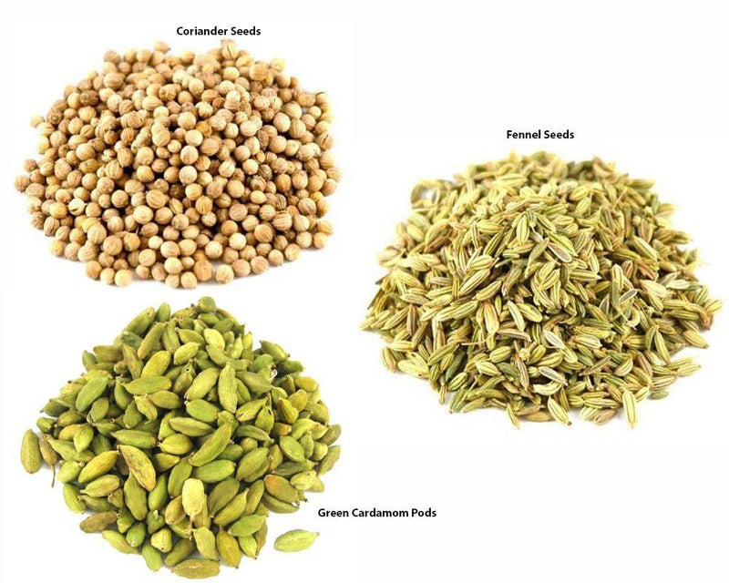 Jalpur Millers Spice Combo Pack - Fennel Seeds 100g - Green Cardamom Pods 100g - Coriander Seeds 100g (3 Pack) - Jalpur Millers Online