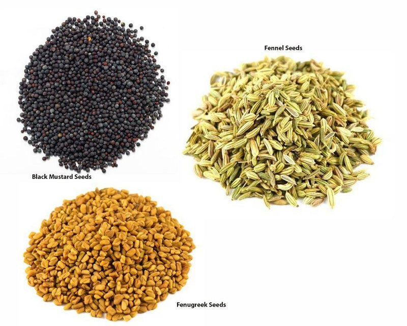Jalpur Millers Spice Combo Pack - Fennel Seeds 500g - Fenugreek Seeds 500g - Black Mustard Seeds 500g (3 Pack) - Jalpur Millers Online