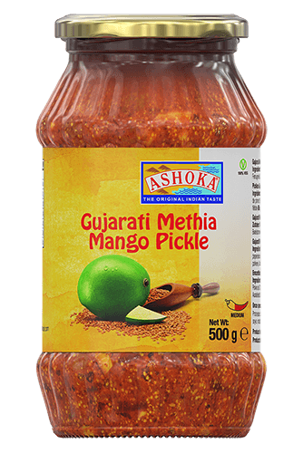 Ashoka - Mango Mixed With Cracked Fenugreek Pickle - (gujarati methia mango pickle - medium) - 500g - Jalpur Millers Online