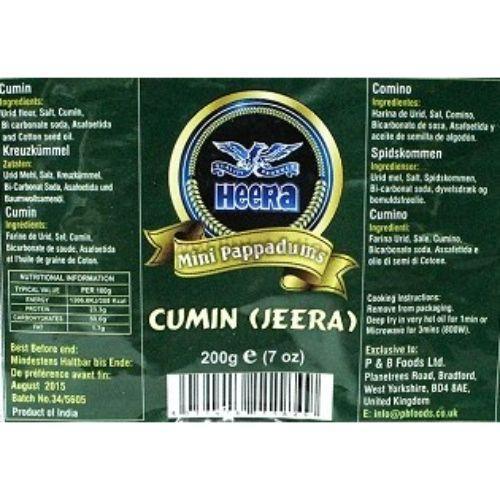 Heera - Mini Pappadums - Cumin (Jeera) - 200g - Jalpur Millers Online
