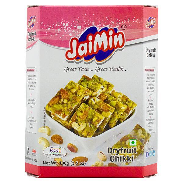 Jaimin Dry Fruit Chikki (cashew nut brittle with almond and pistachio) - 100g - Jalpur Millers Online