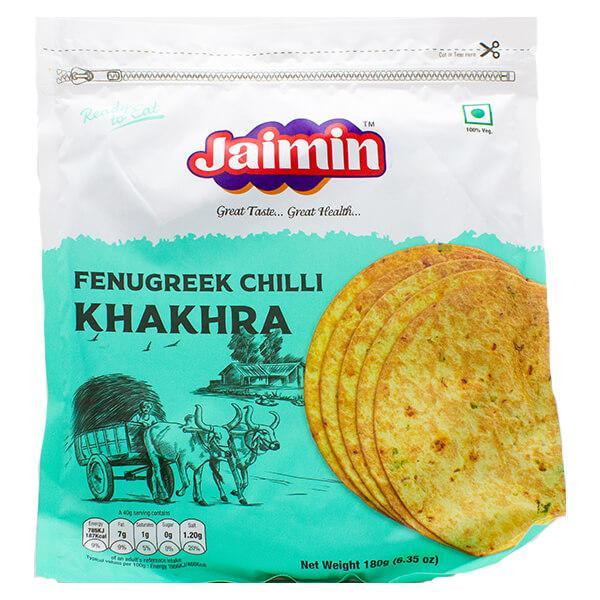 Jaimin Fenugreek & Chilli Wheat Snack (khakhra) - 180g - Jalpur Millers Online