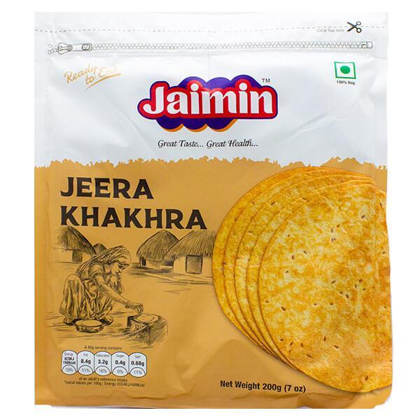 Jaimin Whole Wheat Jeera Khakhra (cumin flavour wheat snack) 200g - Jalpur Millers Online
