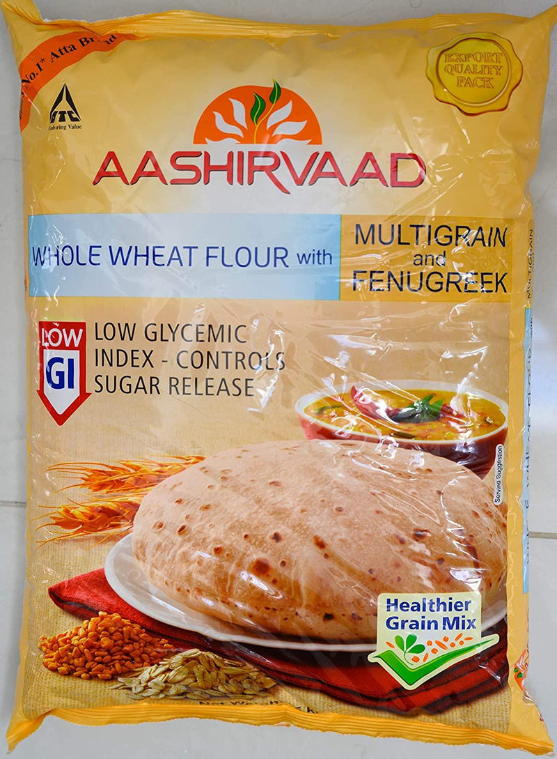 Aashirvaad - Aashirvaad Whole Wheat Flour with Multigrain & Fenugreek - (low GI) - 5kg - Jalpur Millers Online