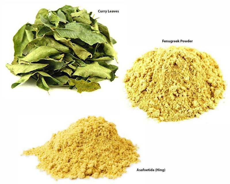 Jalpur Millers Spice Combo Pack - Fenugreek Powder 100g - Asafoetida 50g - Dried Curry Leaves 50g (3 Pack) - Jalpur Millers Online