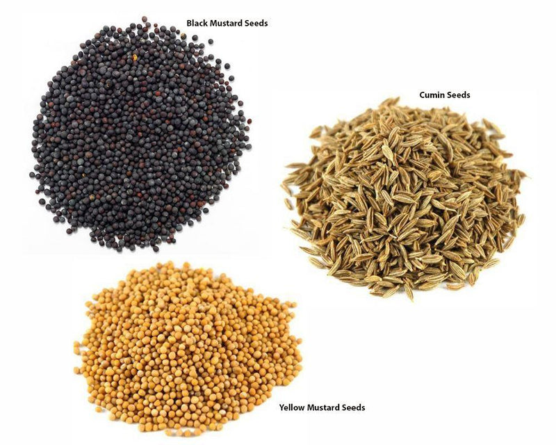 Jalpur Millers Spice Combo Pack - Yellow Mustard Seeds 100g - Black Mustard Seeds 100g - Cumin Seeds 100g (3 Pack) - Jalpur Millers Online